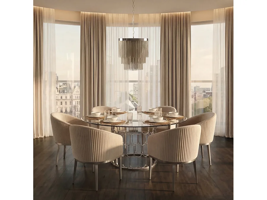 Pino 6–8 Seat Round Silver Dining Table, 160 cm