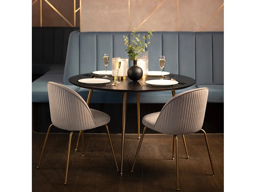 Mason Round Dining Table - Solid Ash, Brushed Gold Legs