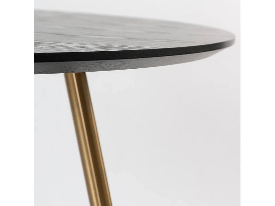 Mason Round Dining Table - Solid Ash, Brushed Gold Legs
