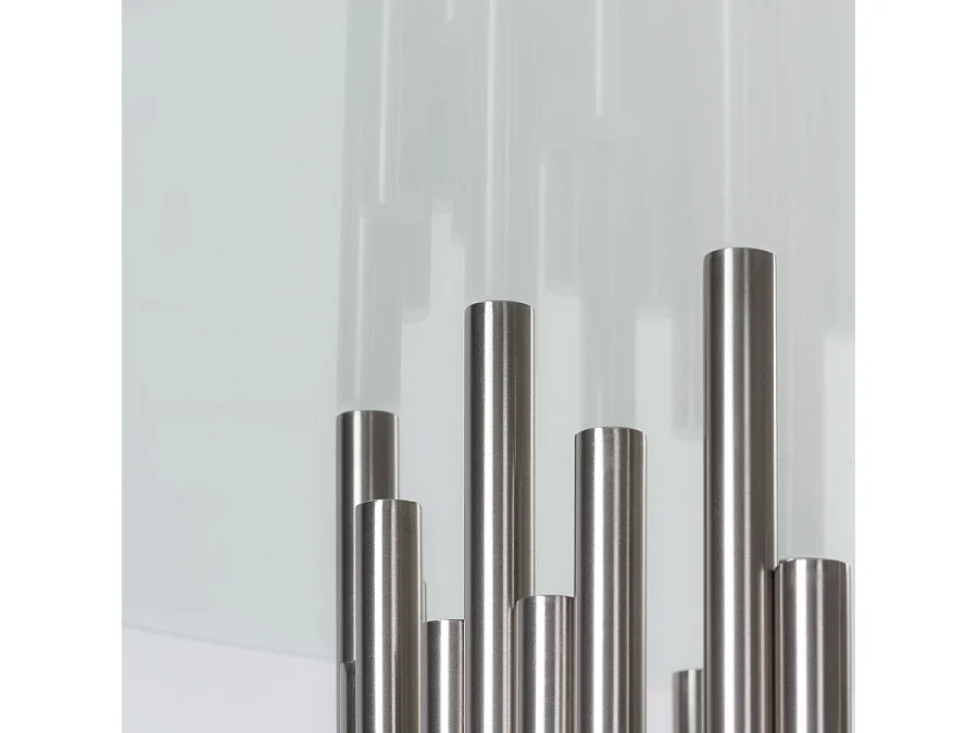Rubell Silver Round Dining Table, 120 cm, Brushed Stainless Steel Base, 10 mm Toughened Glass