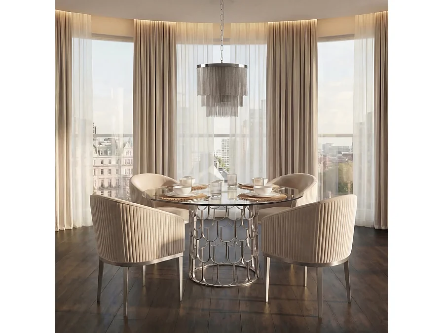 Pino 4-5 Seater Silver Rectangular Dining Table