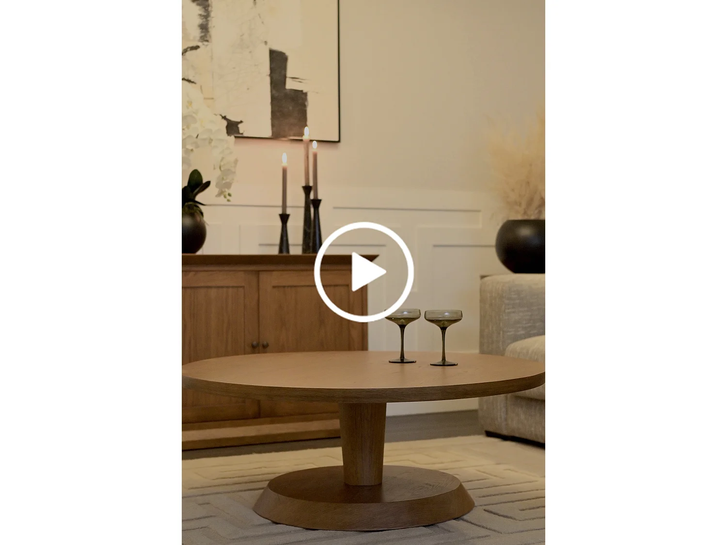 Sia Coffee Table - Chestnut, Round Oak Veneer, 100 x 38 cm