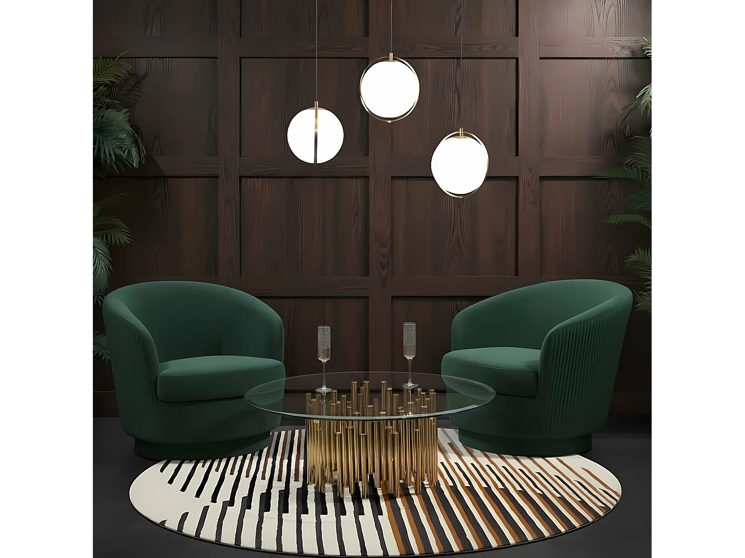 Rubell Brass Square Coffee Table, 100 x 100 x 36 cm, Art Deco Style