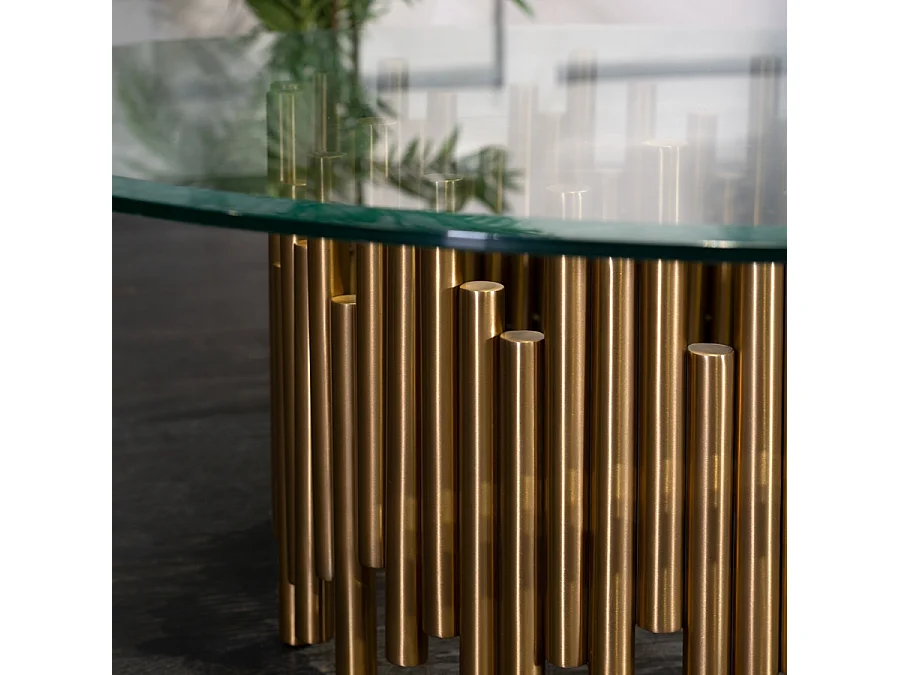 Rubell Brass Square Coffee Table, 100 x 100 x 36 cm, Art Deco Style