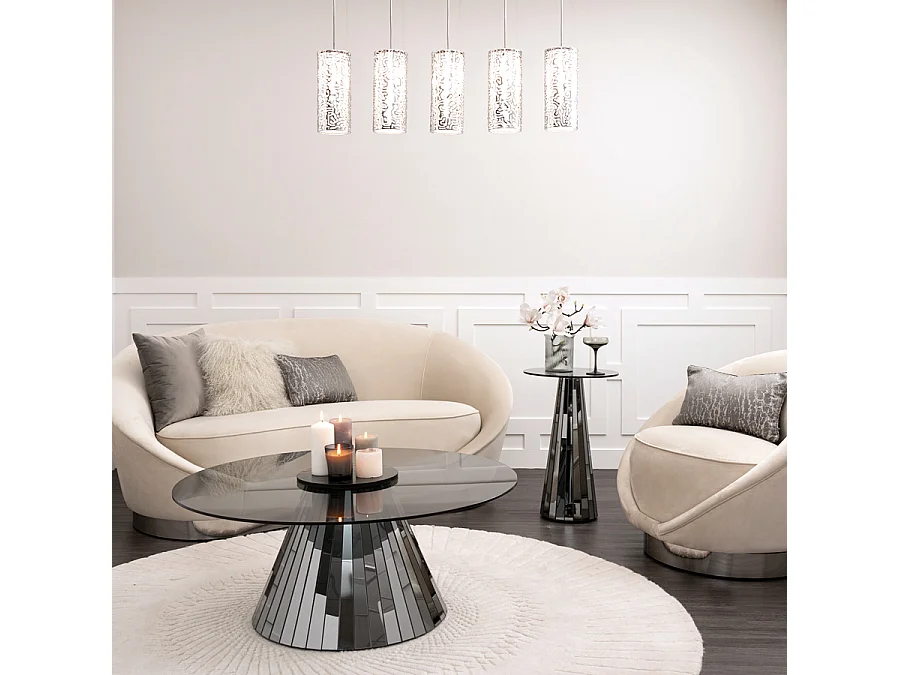 Emmeline Smoked Mirror Round Coffee Table 100 cm, Toughened Smoked Glass