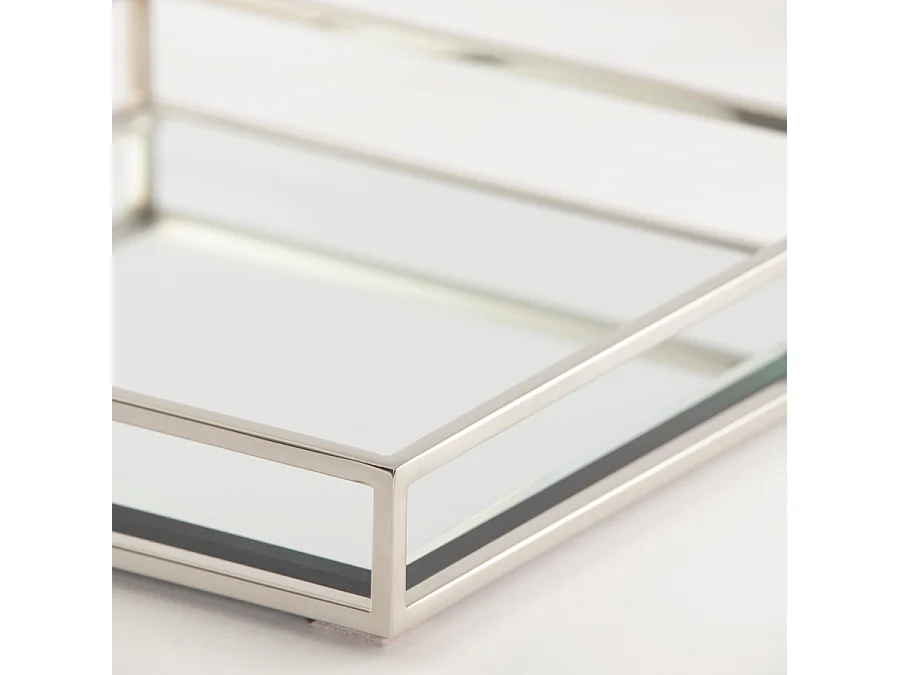 My Furniture Rippon Silver Square Tray, Polished Stainless Steel, 32 x 32 x 6 cm