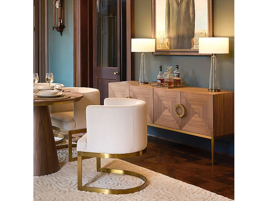 Brewster Sideboard, Walnut Veneer with Brass Electro-Plated Steel Frame