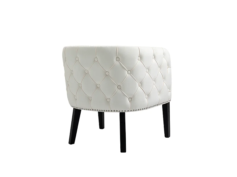 Margonia Tub Chair Sand White - Velvet Upholstery, Black Stained Ash Legs