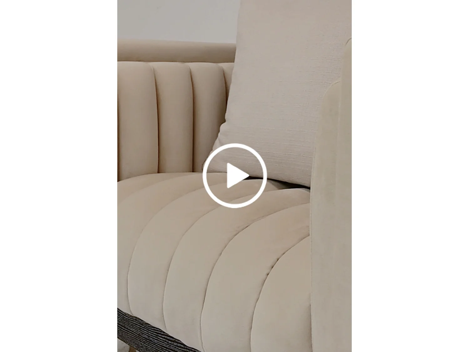 Metz Fluted Tub Armchair - Chalk Velvet, Solid Ash Base