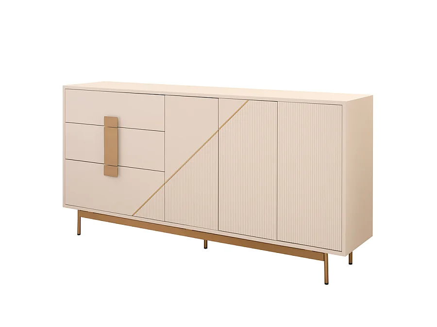 Canford Sideboard, FSC-certified Oak, Latte Polyurethane Finish, Matt Brass Details