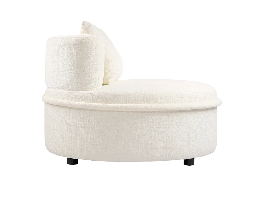 Tubio Tub Lounge Chair Ivory Chenille - Puffy Foam Seat, Feather Cushion, Satin Black Legs