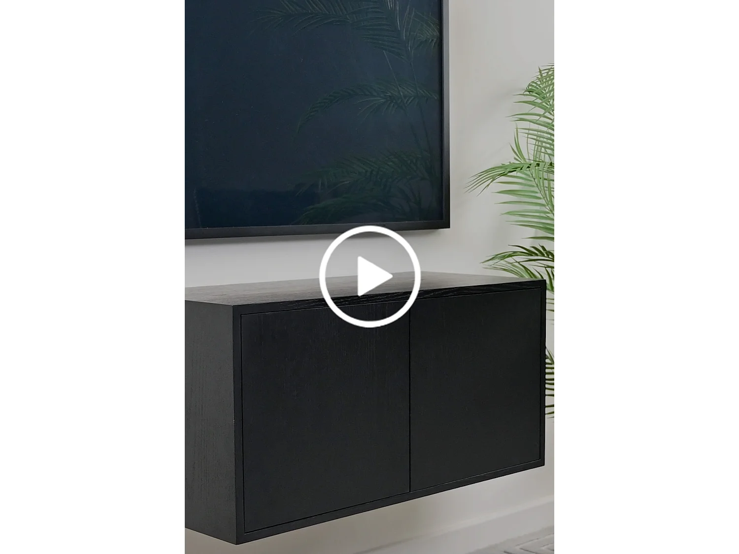 Set of 2 Inga Black Oak Floating Sideboards, Wall-Mounted Media Storage