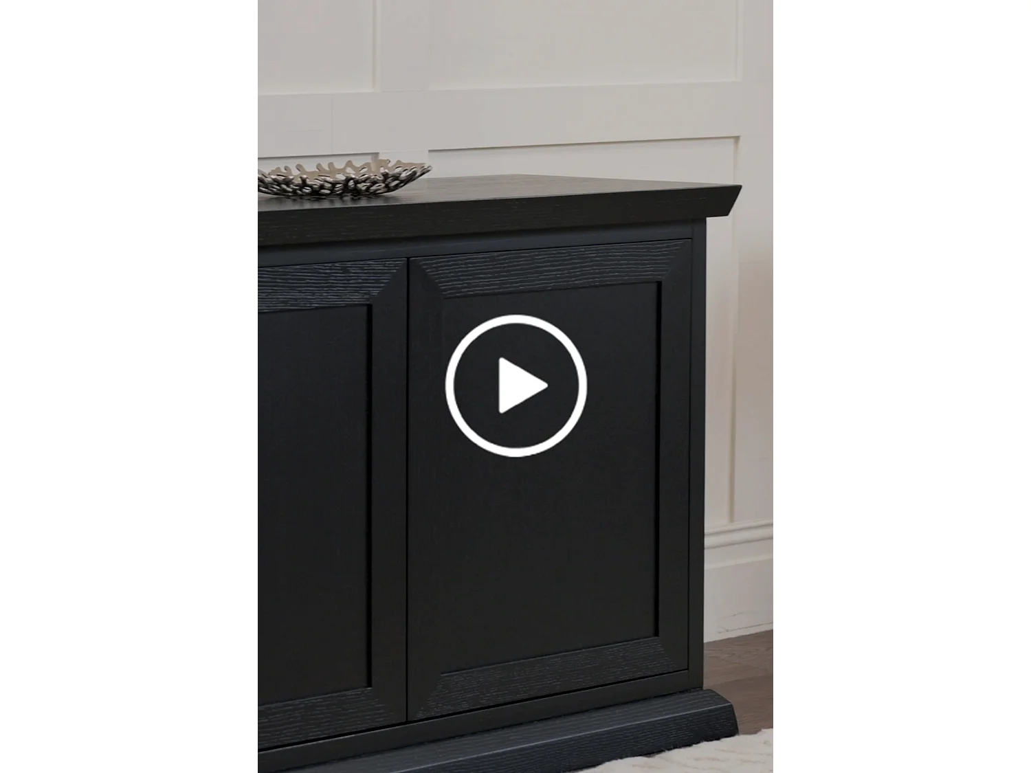 Sia Black Media Sideboard, Solid Oak and Oak Veneer, 2-Door Cupboard, 100 x 45 x 71 cm
