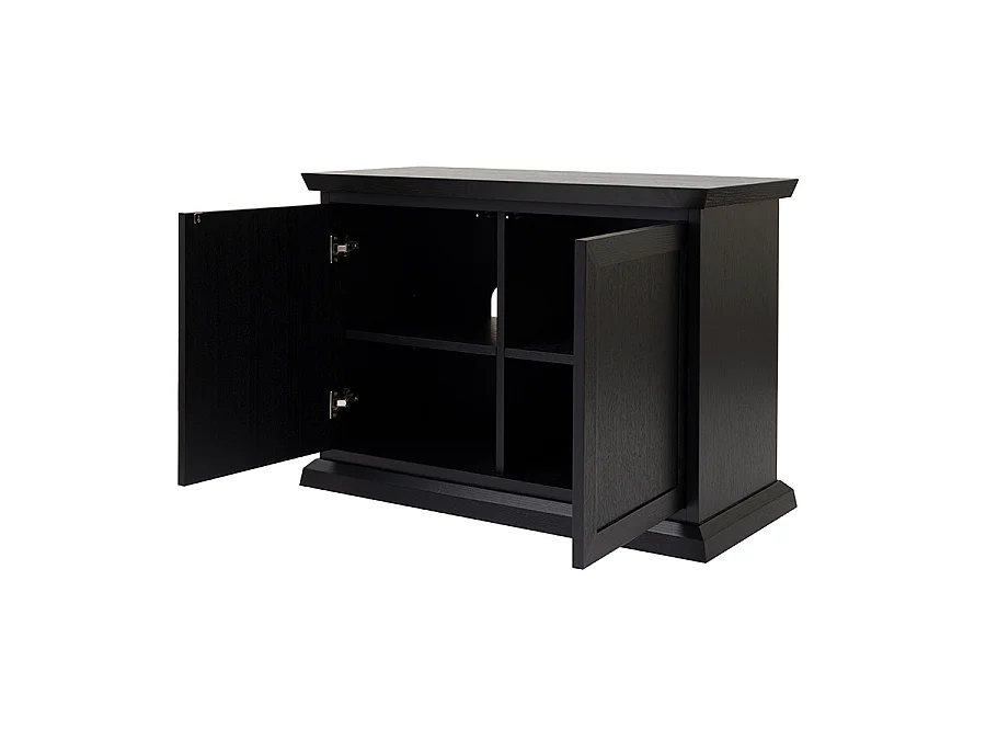 Sia Black Media Sideboard, Solid Oak and Oak Veneer, 2-Door Cupboard, 100 x 45 x 71 cm