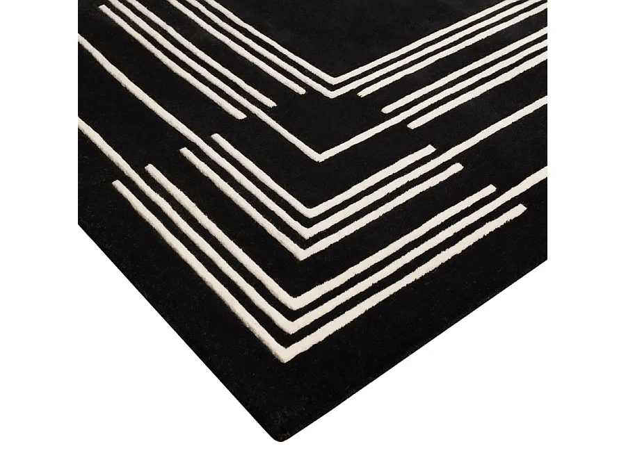 Plaza Rug - Hand-Tufted 100% Wool Square Rug 200 x 200 cm, Black Geometric