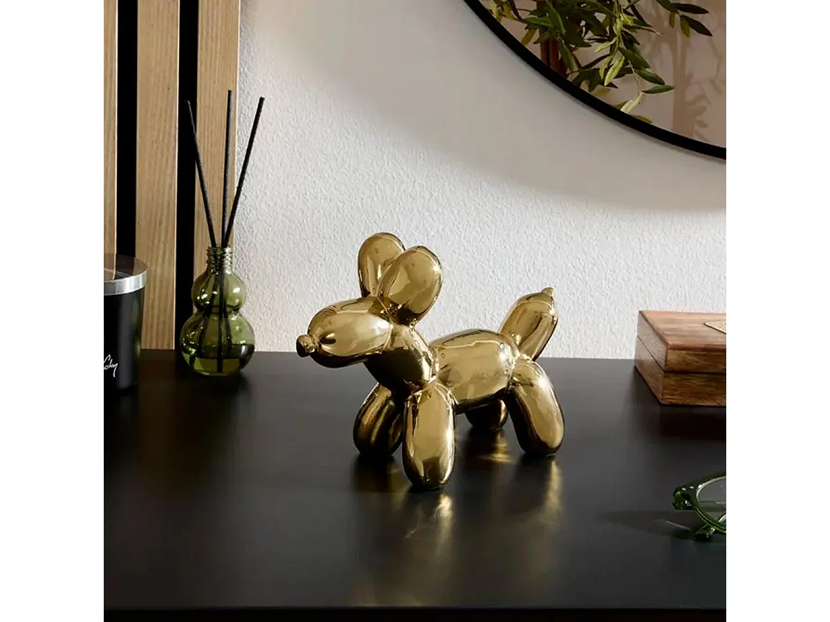 Statuette Déco Chien en Céramique "Théo" 19cm Doré
