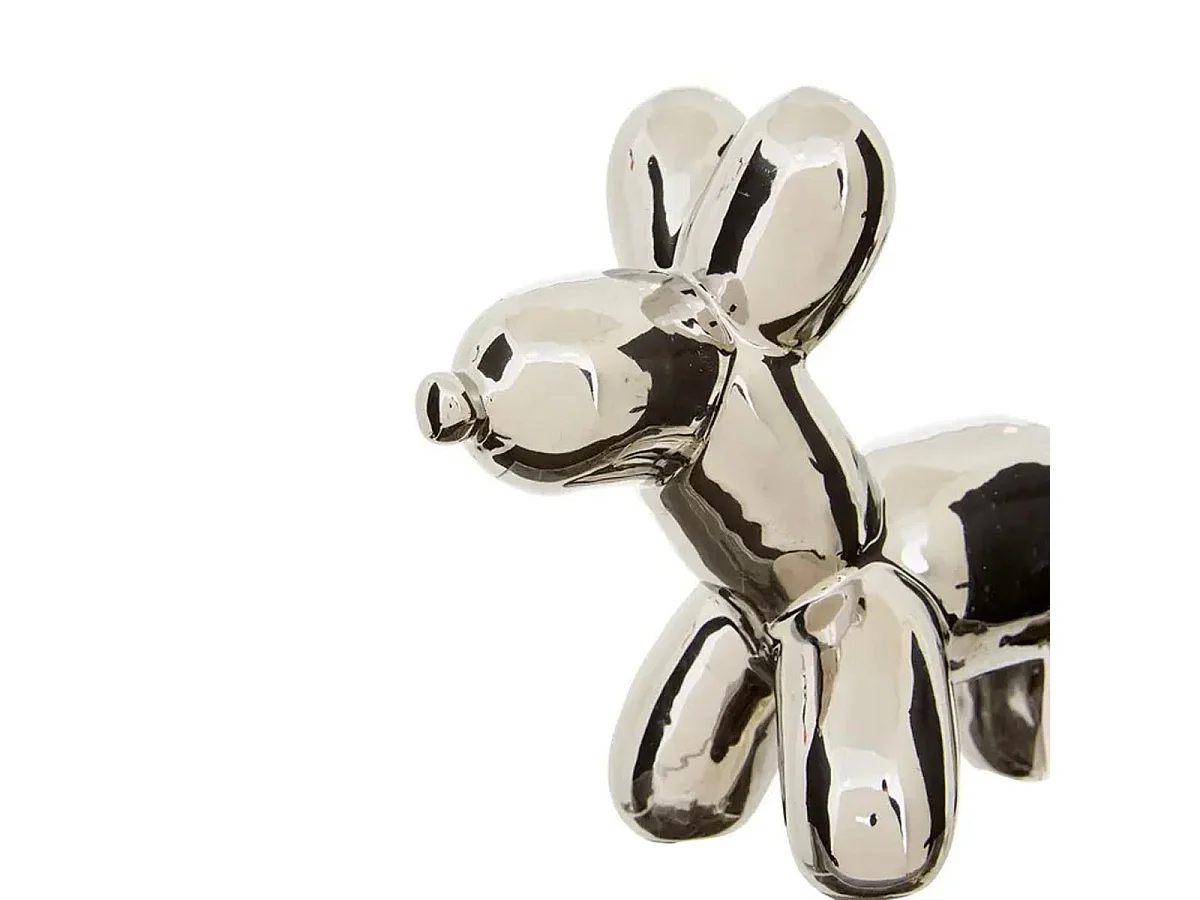 Statuette Déco Chien en Céramique "Théo" 19cm Argent