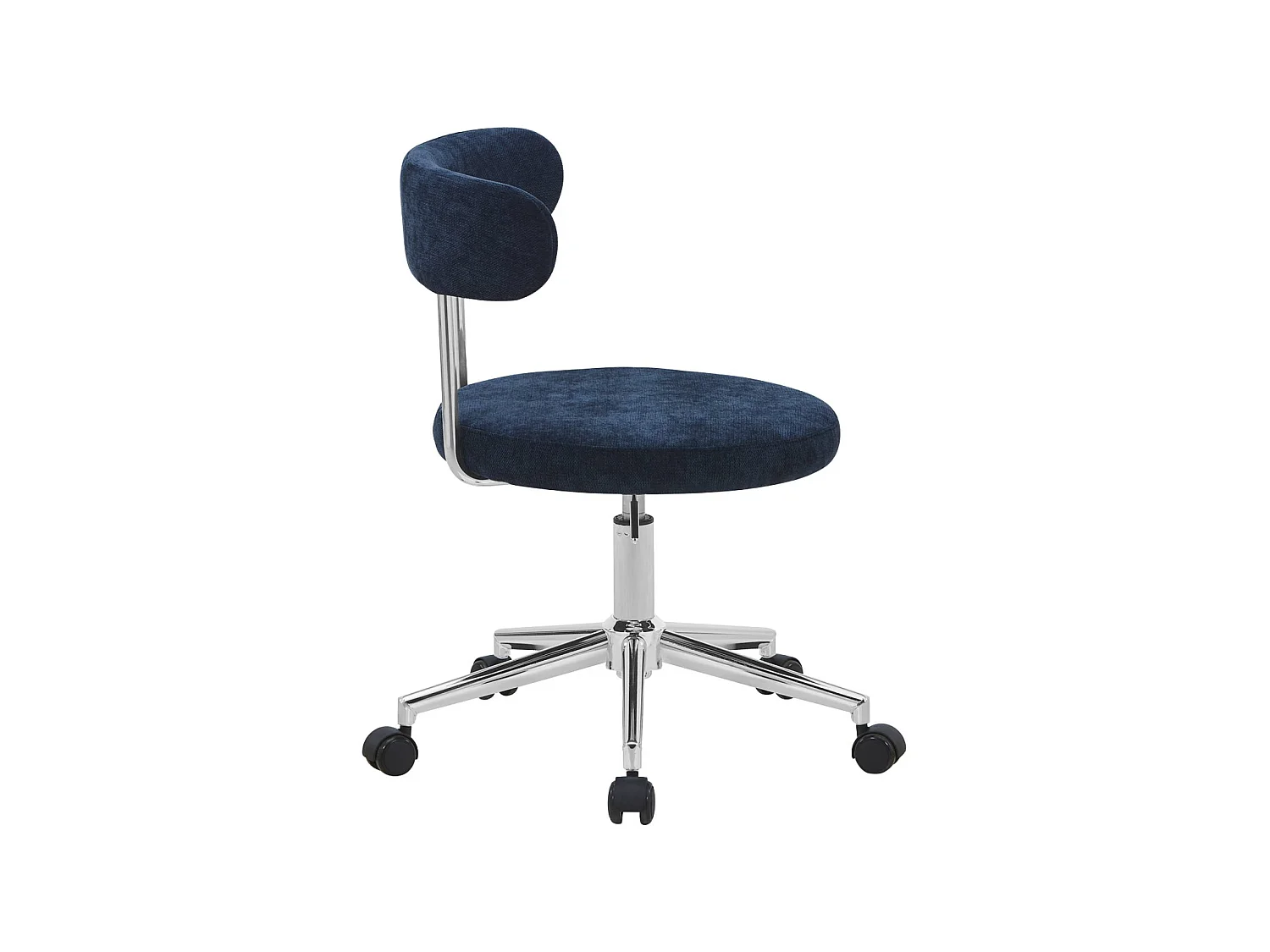 Silla de oficina vintage de tela con ruedas  azul