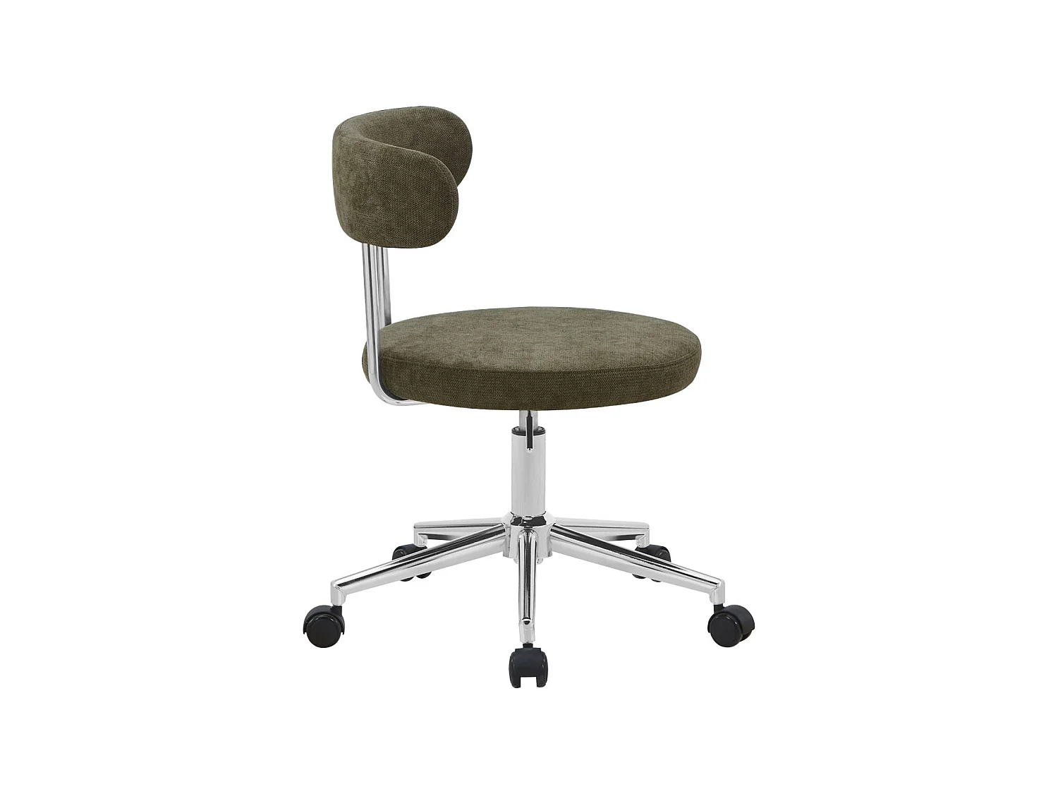 Silla de oficina vintage de tela con ruedas  verde kaki