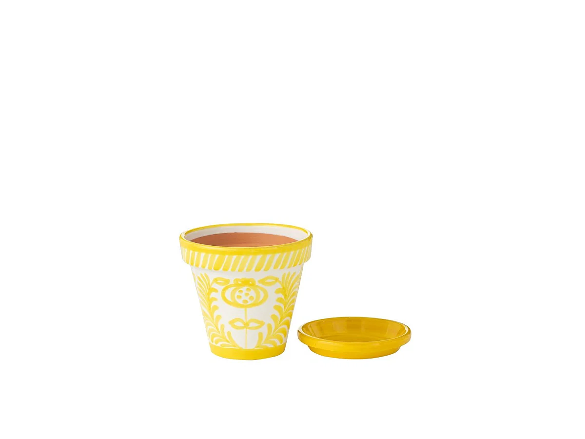 Pot Avec Soucoupe en Céramique "Granada" 27cm Jaune