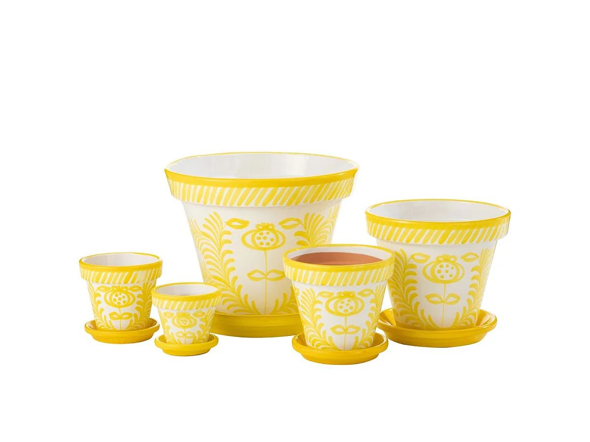 Pot Avec Soucoupe en Céramique "Granada" 27cm Jaune