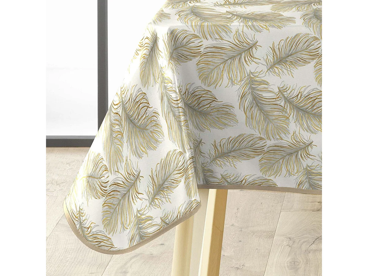 Nappe Toile Cirée "Plumina" 140x240cm Naturel