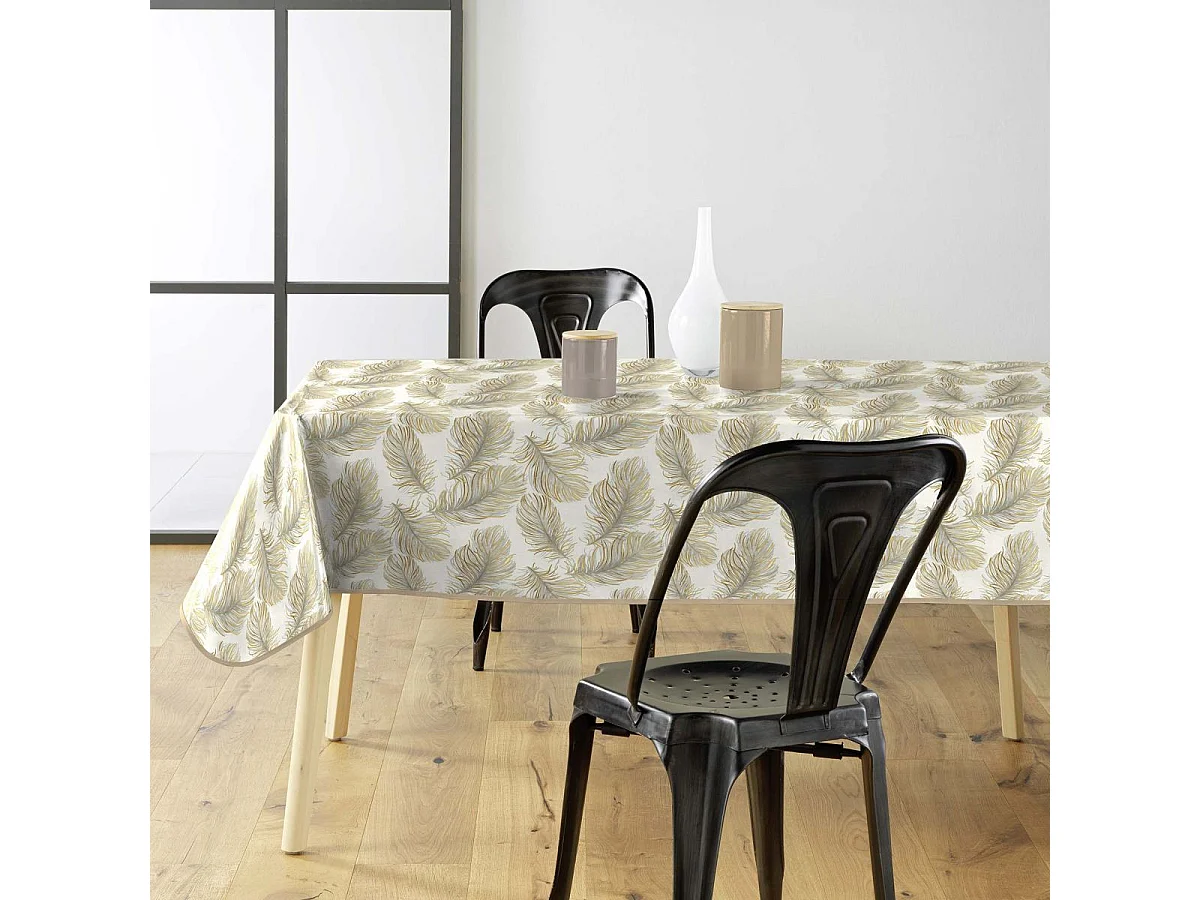 Nappe Toile Cirée "Plumina" 140x240cm Naturel
