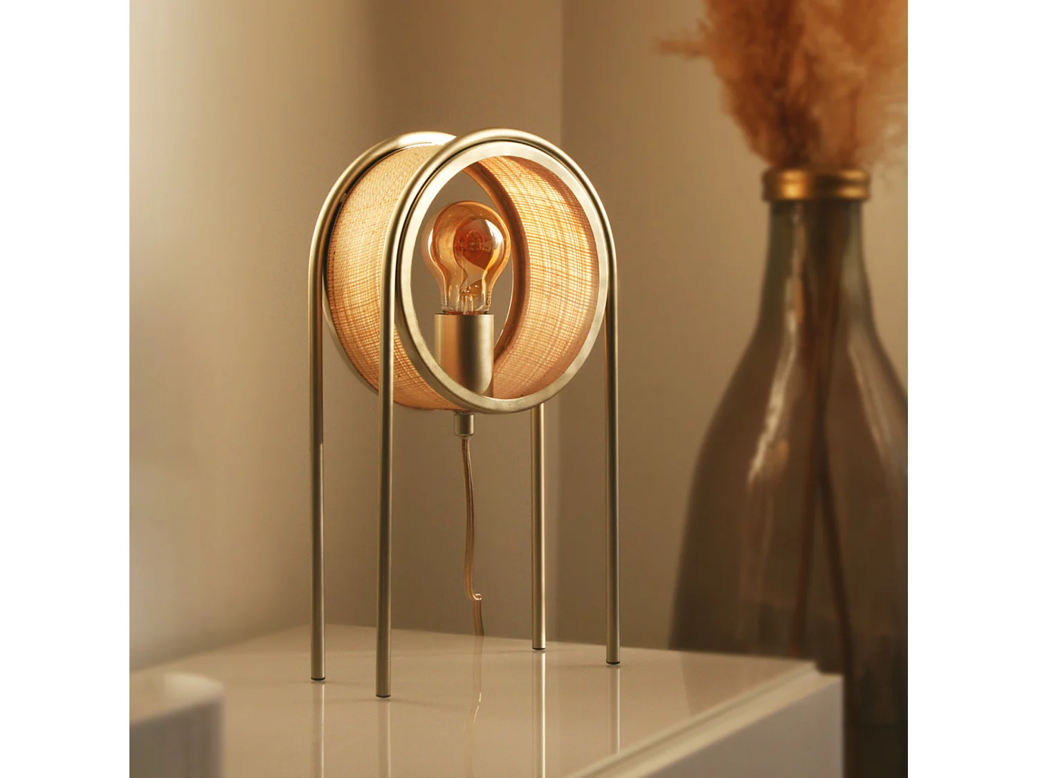 Lampe à poser en fibre naturelle - Bob