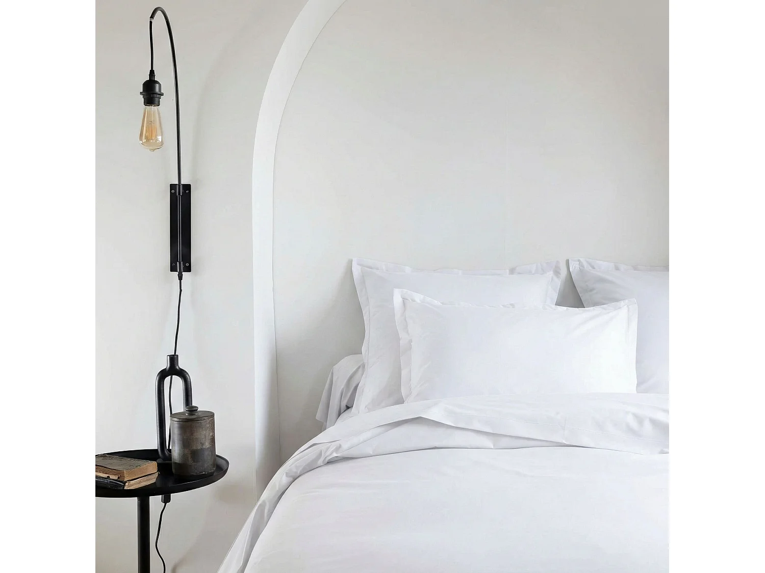 Taie d'oreiller 65x65 coton percale blanc - SOMEO - MORPHEE