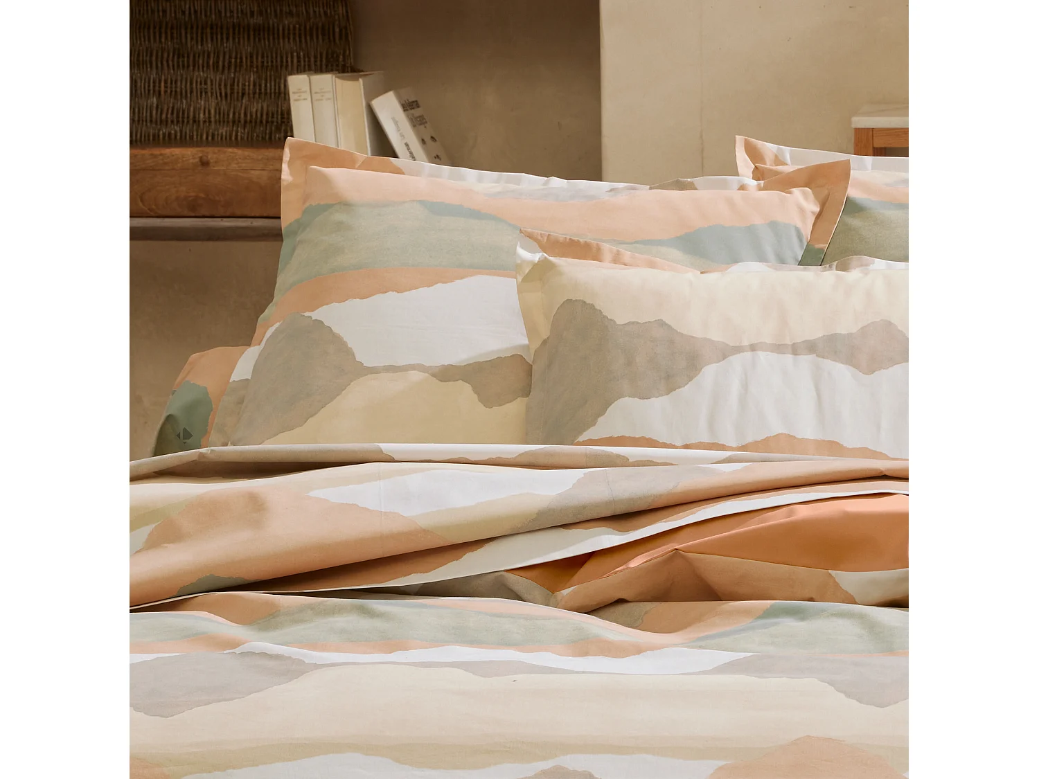 Taie d'oreiller 65x65 cm percale de coton LAND CRAIE multicolore