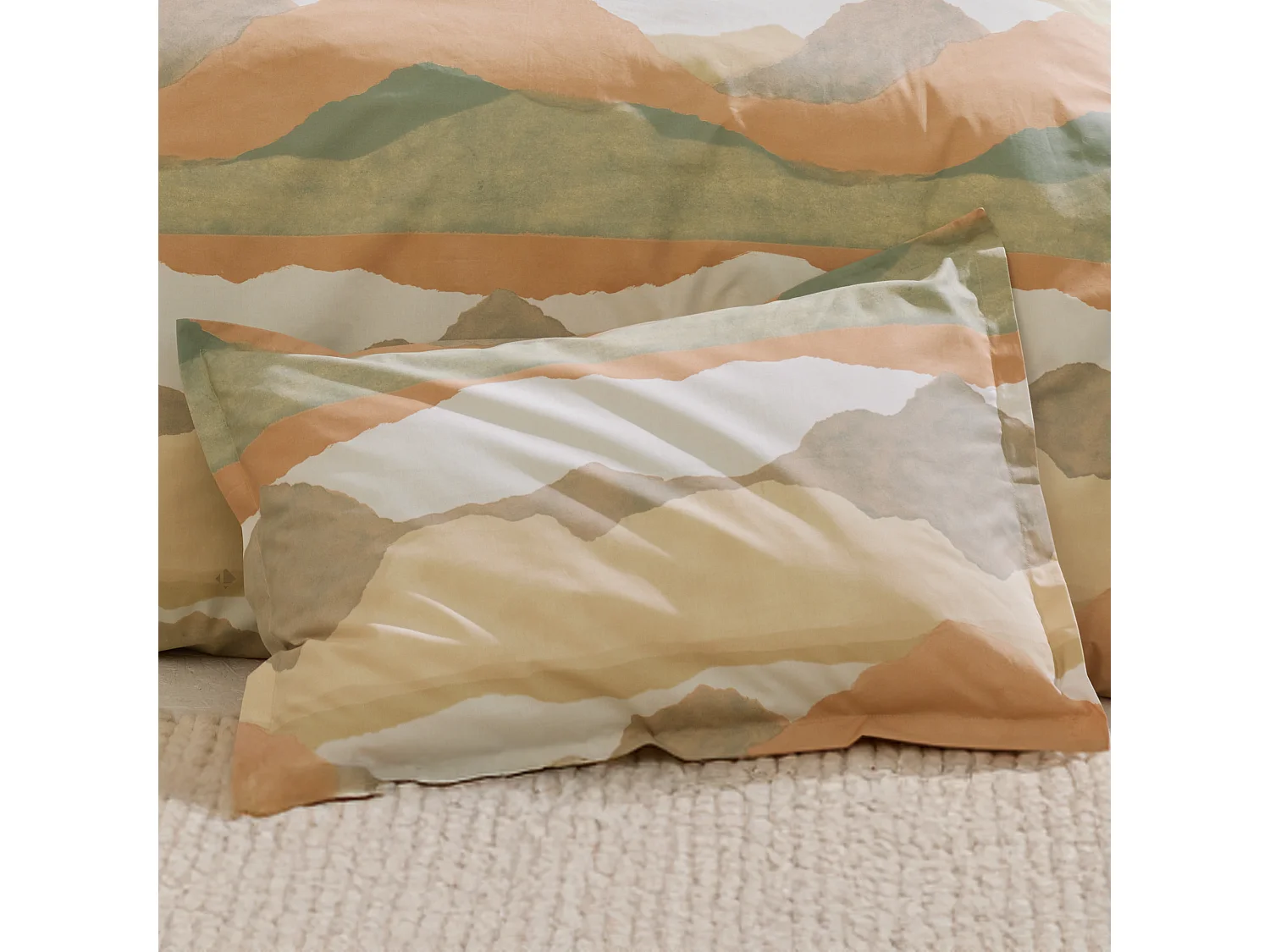 Taie d'oreiller 50x70 cm percale de coton LAND CRAIE multicolore