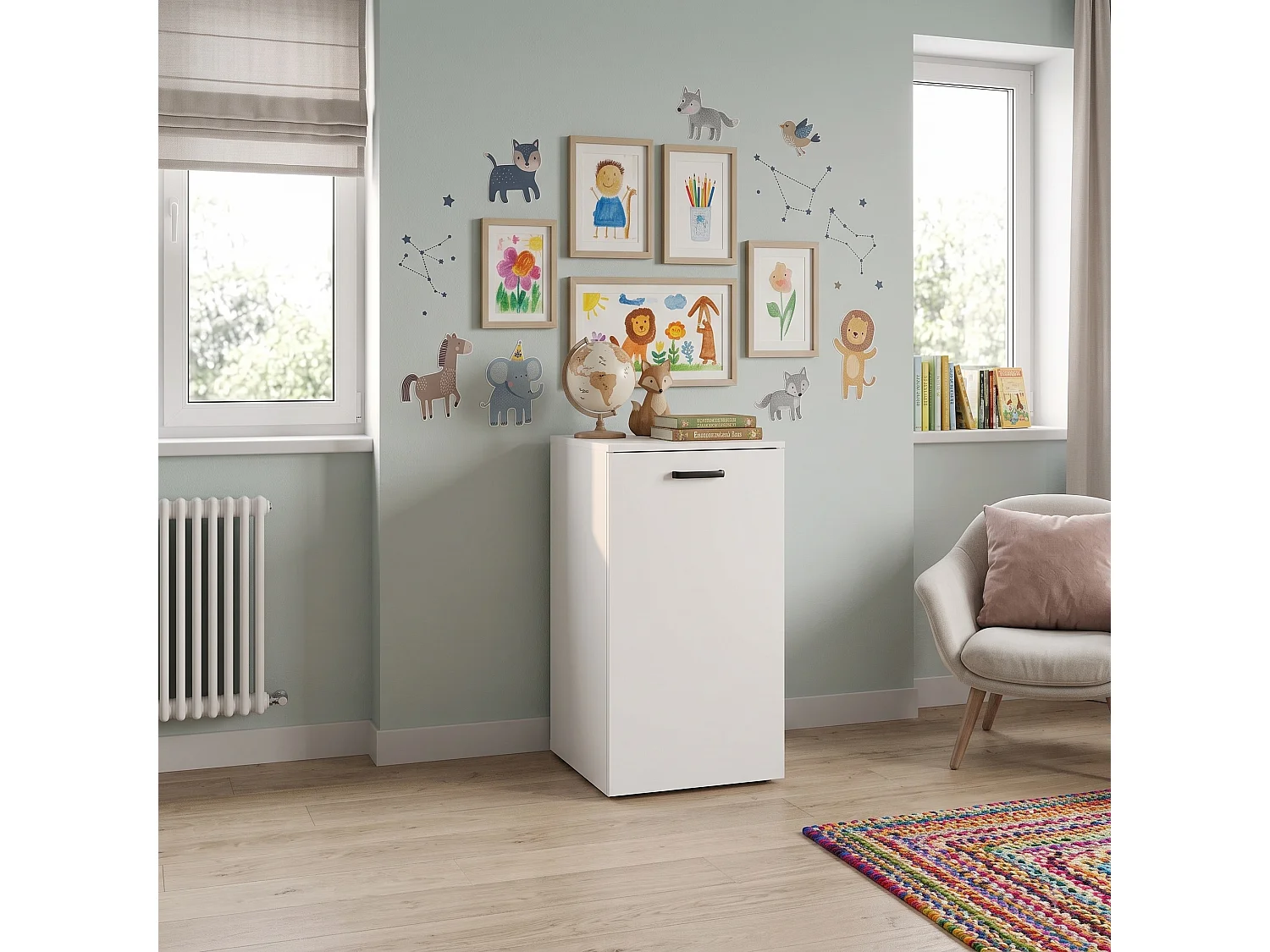 Folding Computer Desk Shefa Line Flexi White (folding top and mobile storage unit)