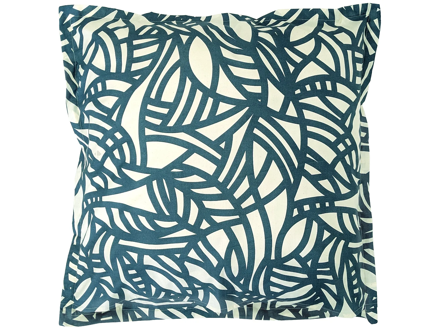 Taie d'oreiller 65x65 cm coton lavé SERENA géométrique Bleu beige