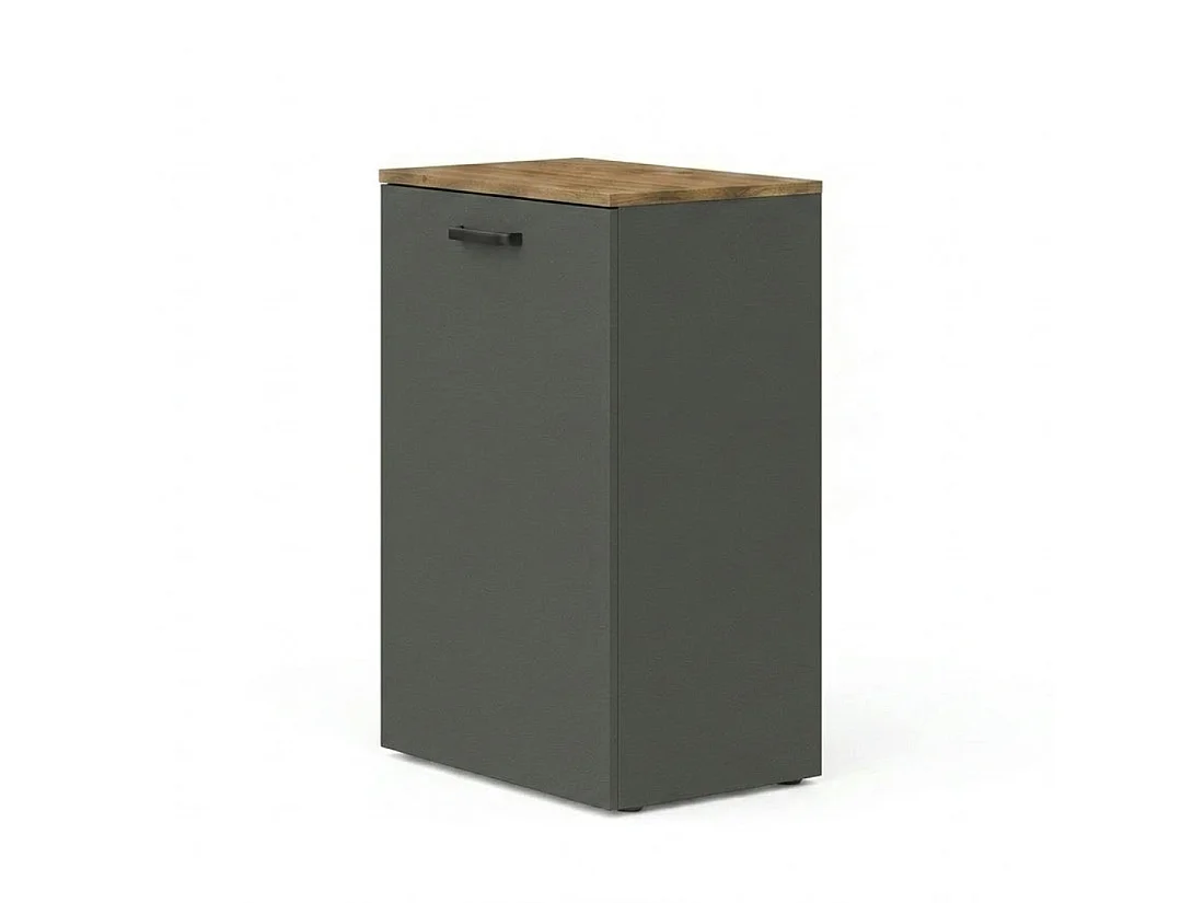 Folding Computer Desk Shefa Line Flexi Graphite & Wotan Oak (folding top and mobile storage unit)