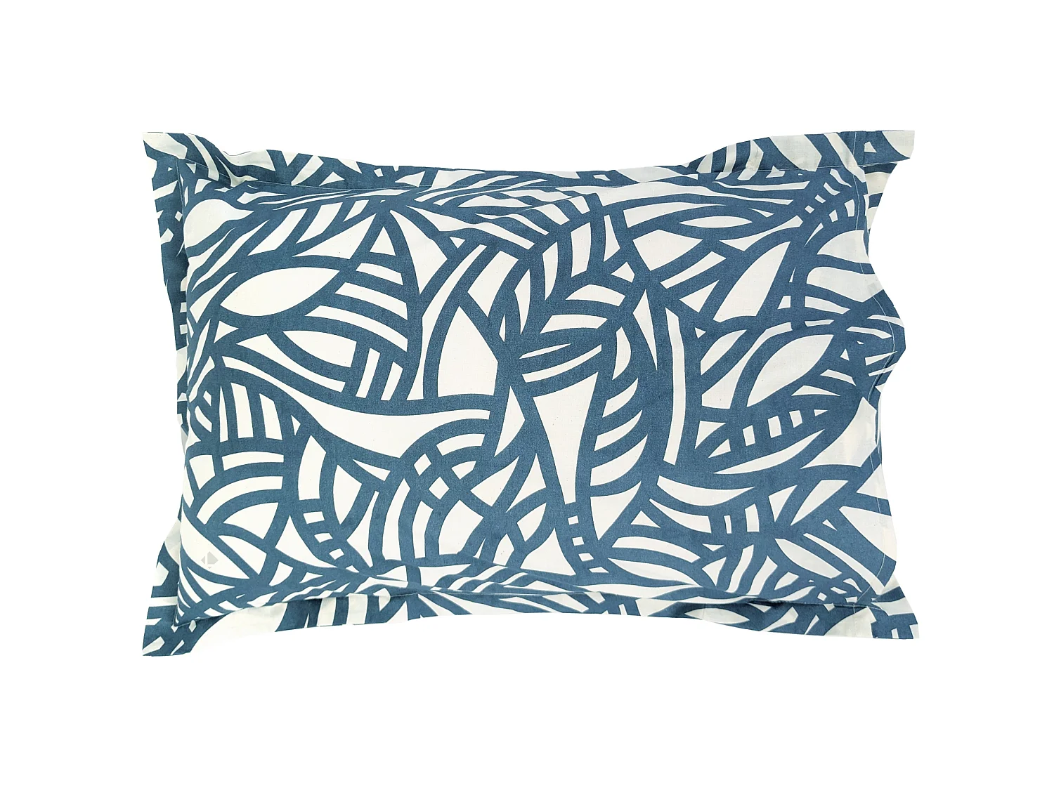 Taie d'oreiller 50x70 cm coton lavé SERENA géométrique Bleu beige