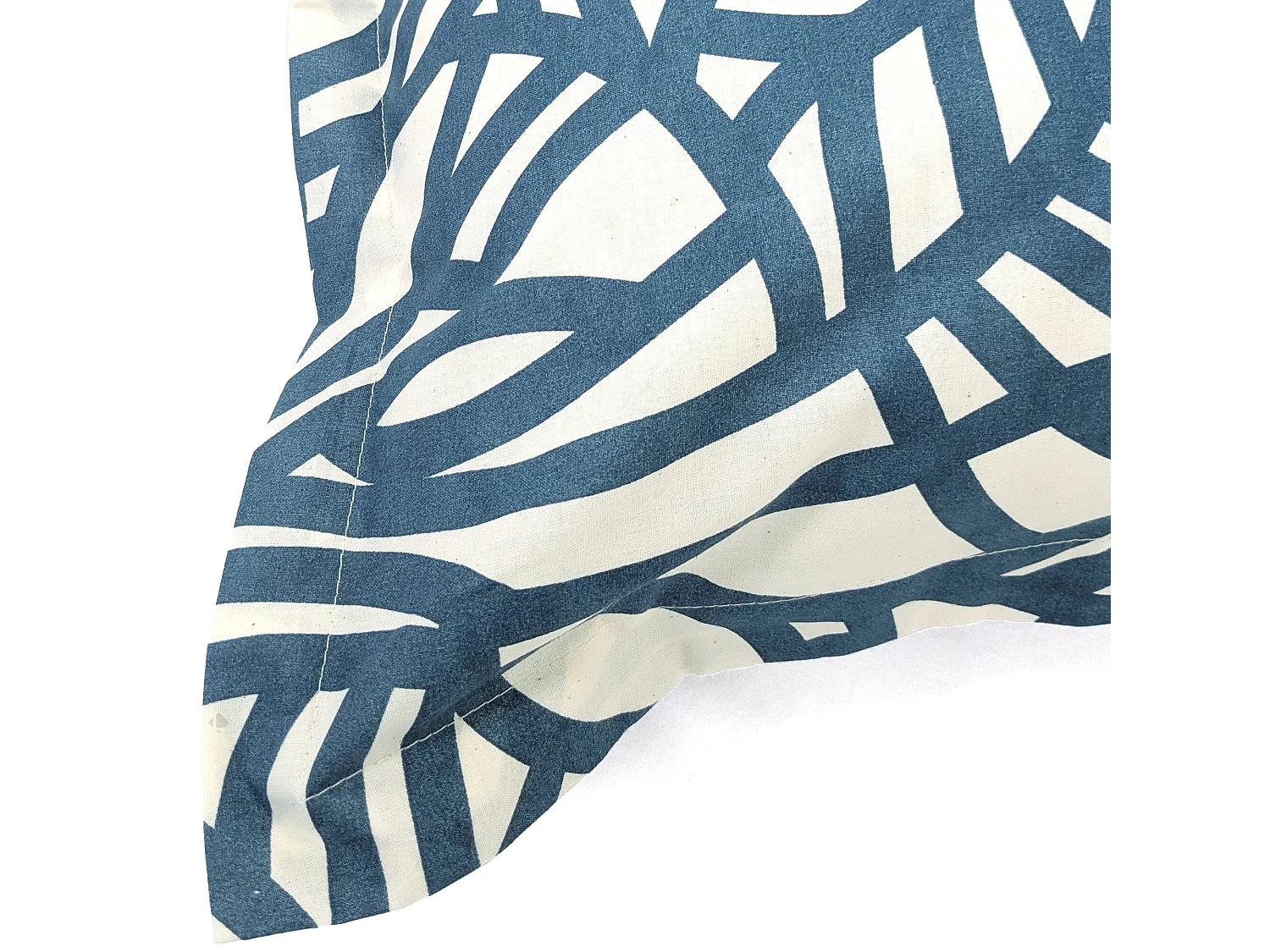 Taie d'oreiller 50x70 cm coton lavé SERENA géométrique Bleu beige