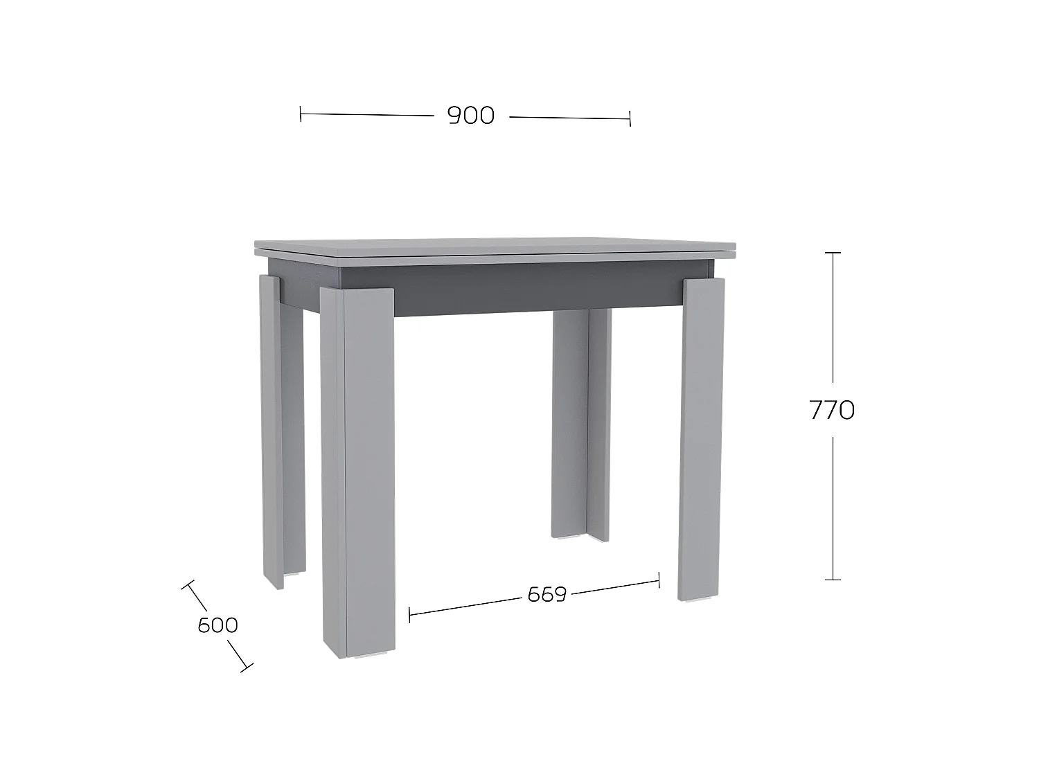 Dining table Shefa Line Family 90-120 Grey - Anthracite
