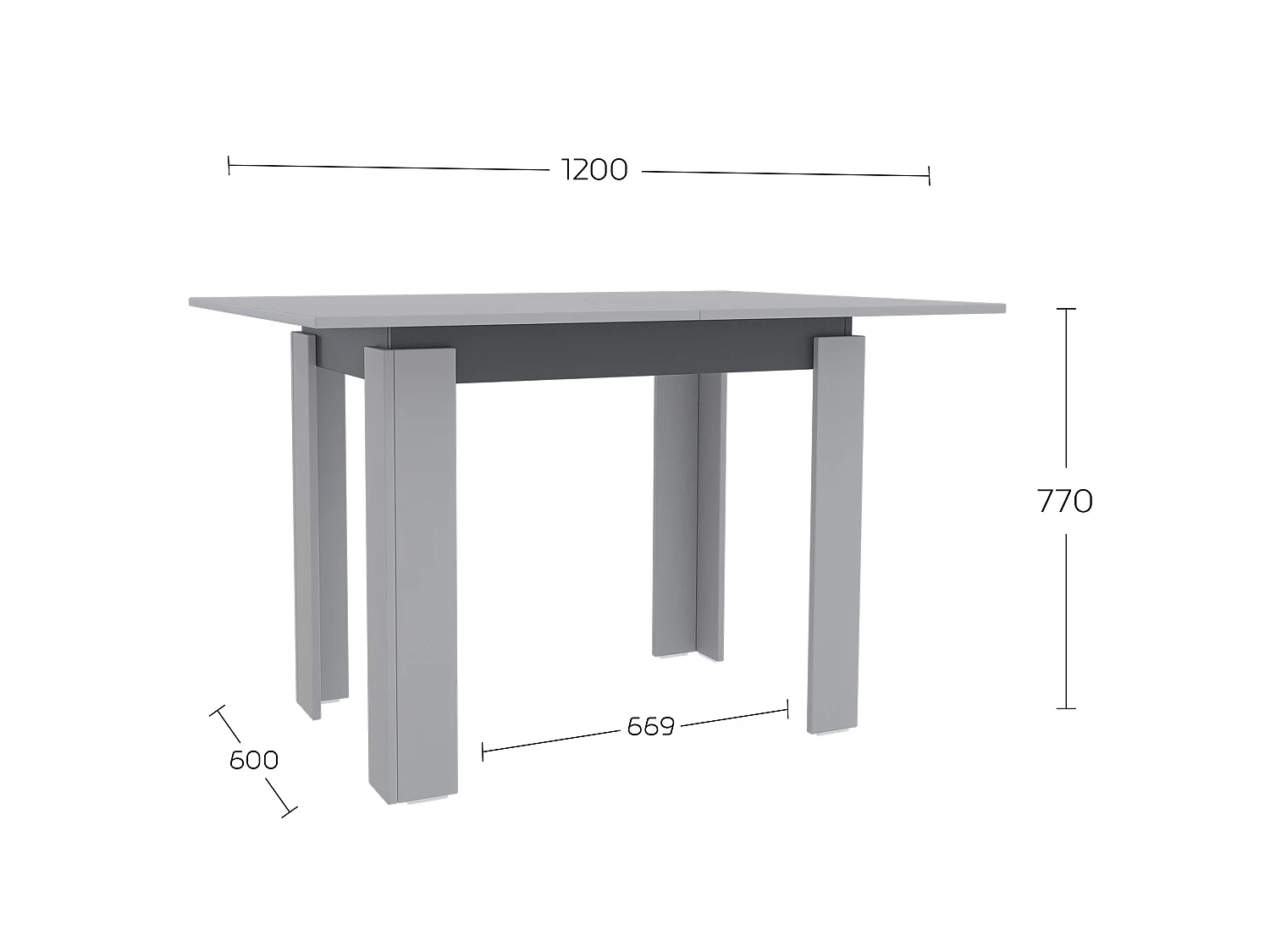 Dining table Shefa Line Family 90-120 Grey - Anthracite