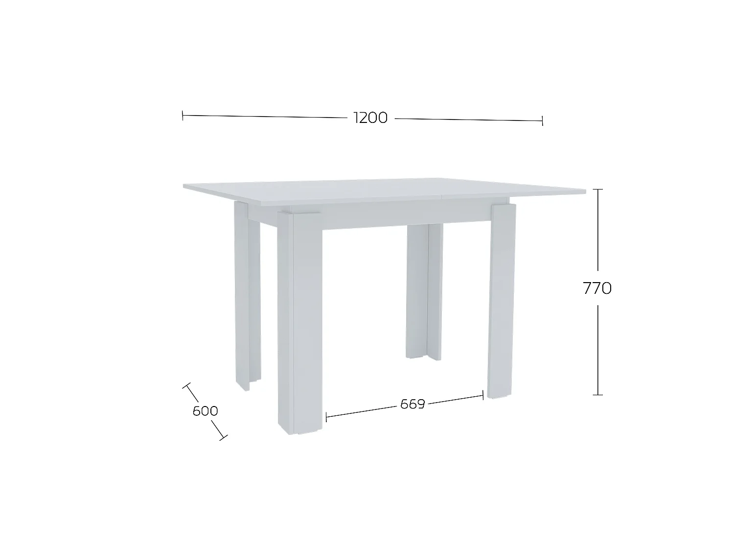 Dining table Shefa Line Family 90-120 White