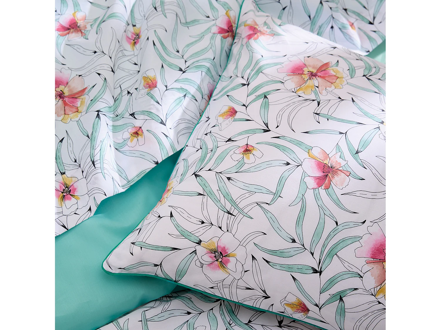 Taie d'oreiller 65x65 cm percale de coton ROXANE multicolore