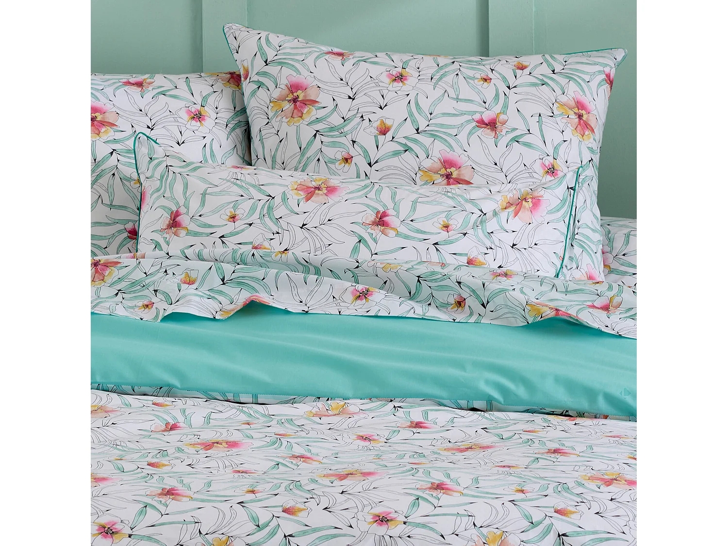 Taie d'oreiller 50x70 cm percale de coton ROXANE multicolore