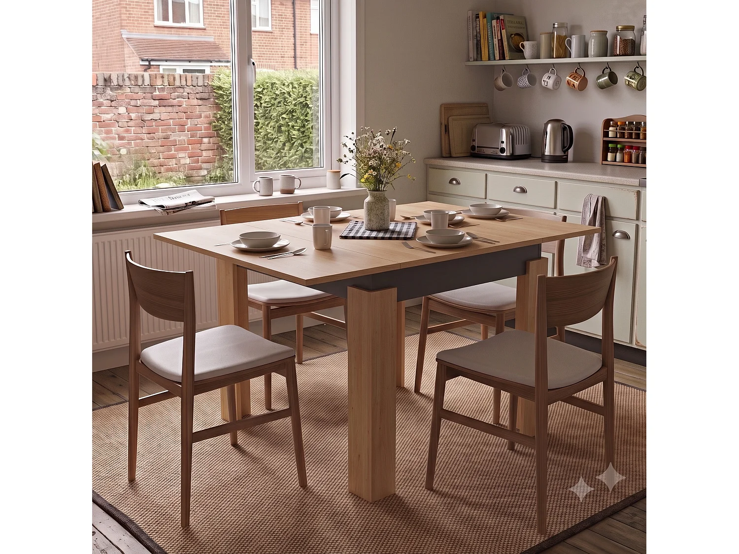 Dining table Shefa Line Family 90-150 Gold craft oak - Anthracite