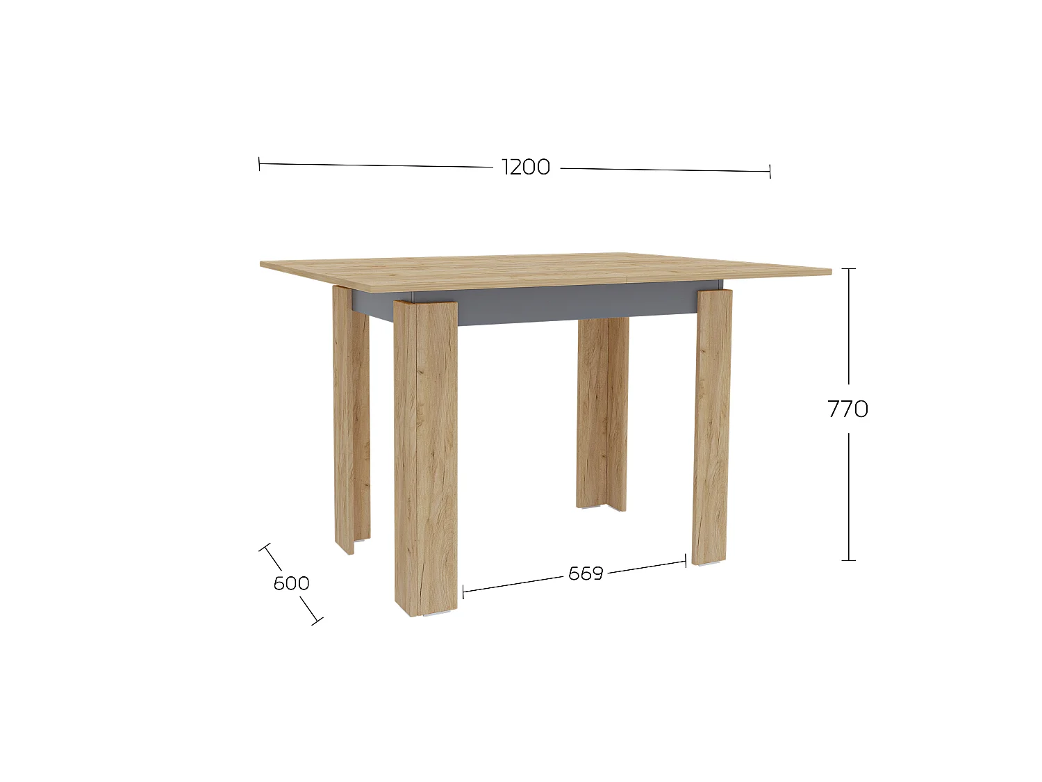 Dining table Shefa Line Family 90-120 Gold craft oak - Anthracite