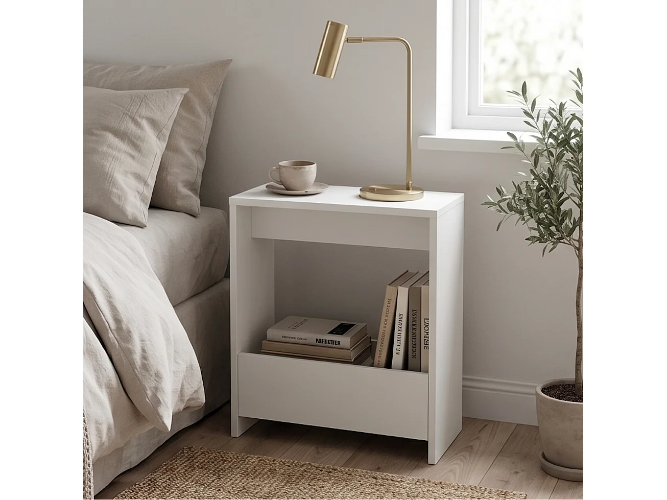 Slim Side Table Shefa Line Focus 55 White