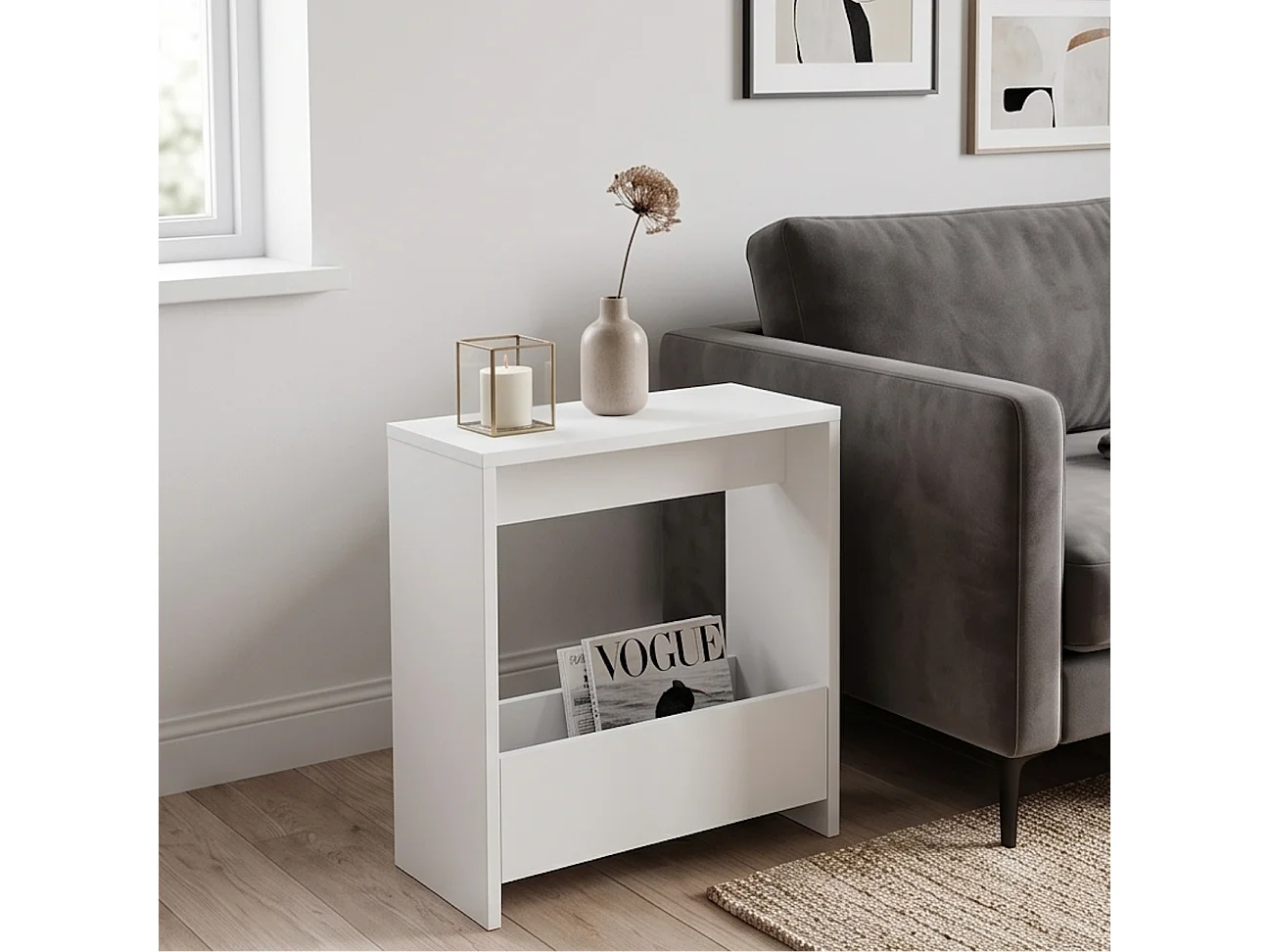 Slim Side Table Shefa Line Focus 55 White