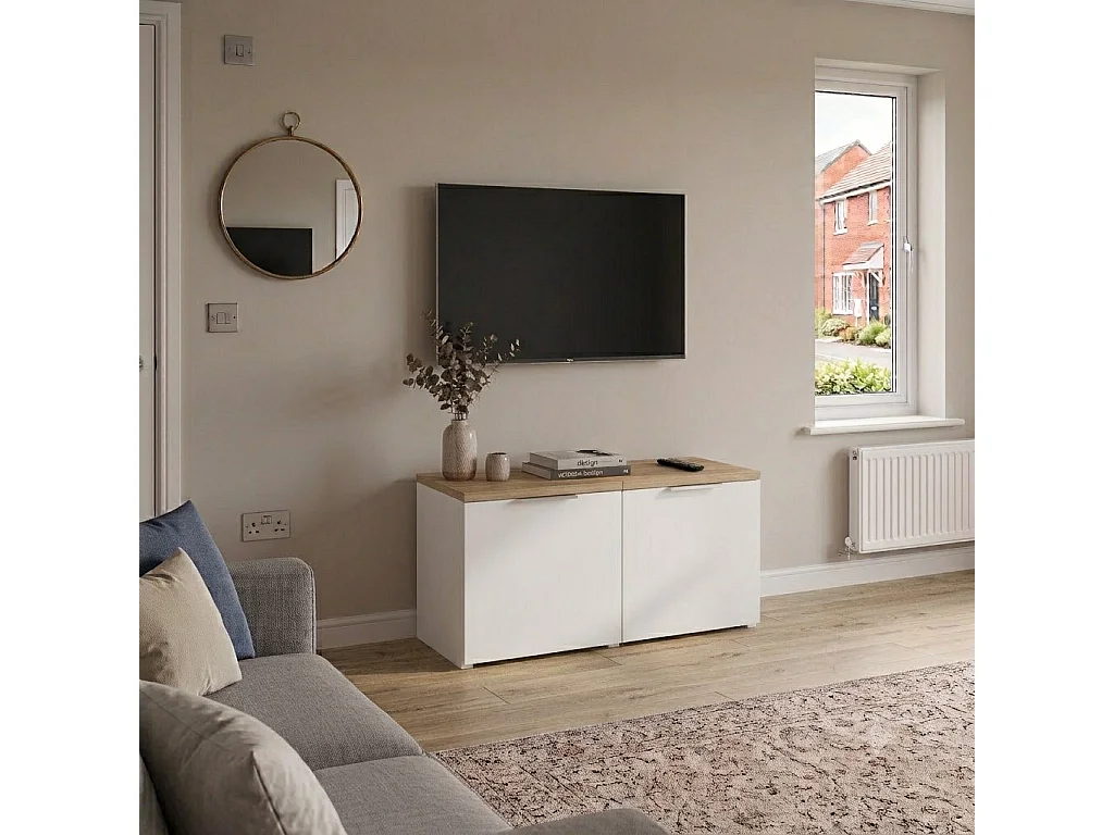 Shefa Line MODU 80 Sideboard with 2 Doors, White/Sonoma Oak