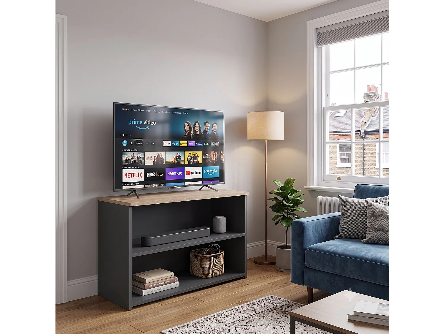Shefa Line MODU 100 Open Storage Unit, Graphite/Wotan Oak