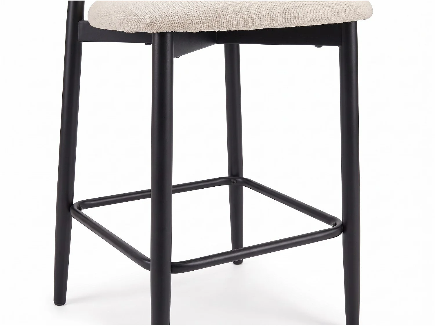 Lot de 6 chaises de bar Lulu - Tissu Chenille Déperlant Blanc Cassé / Pieds Noirs