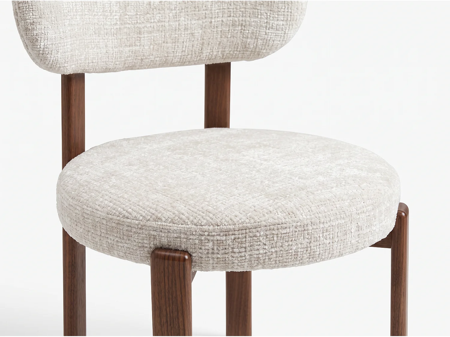 Set mit 4 Esszimmerstühlen Haly – Beiger Chenille-Stoff / Nussbaumbeine