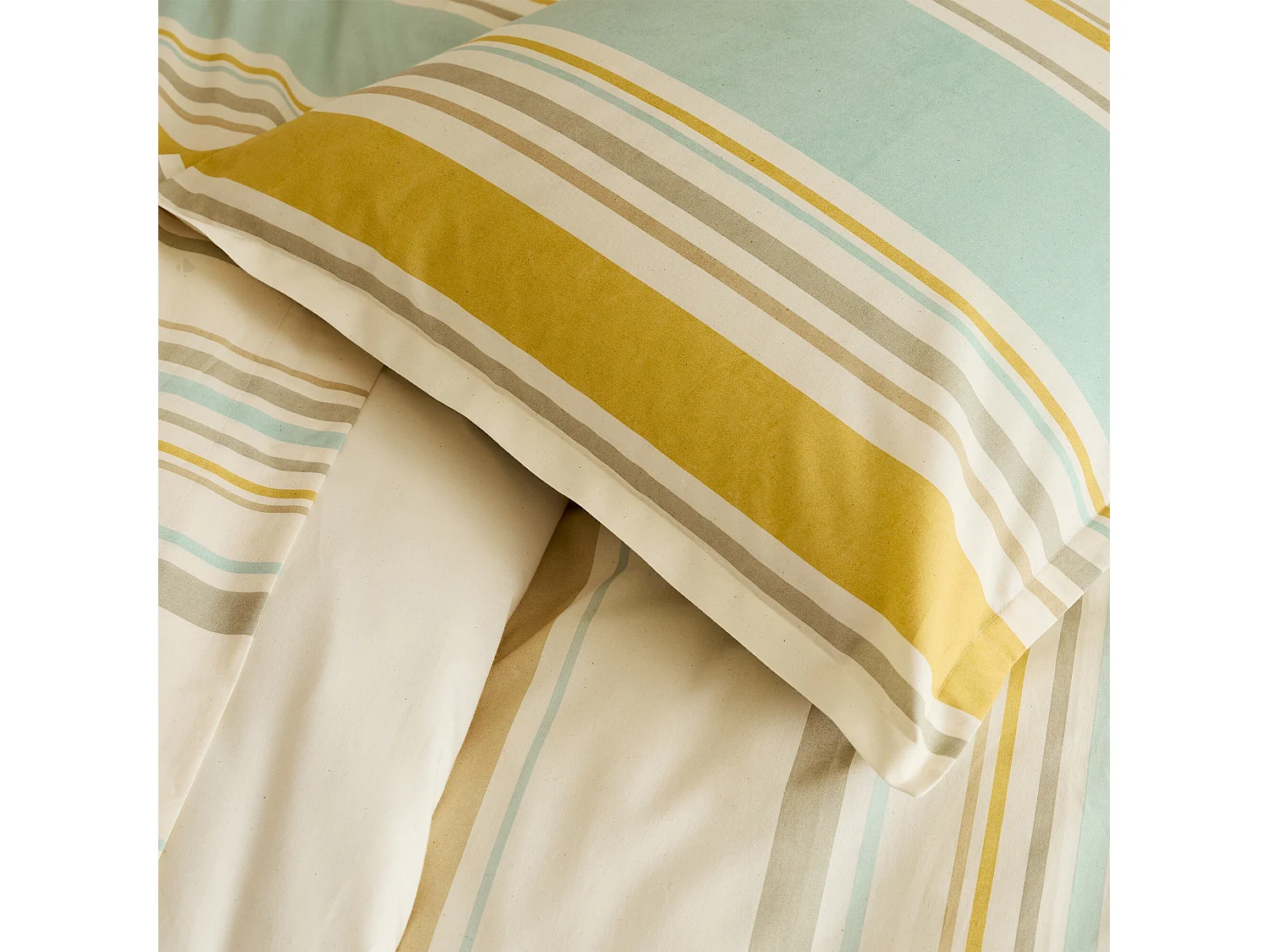 Taie d'oreiller 65x65 cm coton HUGO beige/moutarde